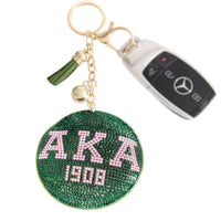 Alpha Kappa Alpha Pink Green Padded Sorority Keychain