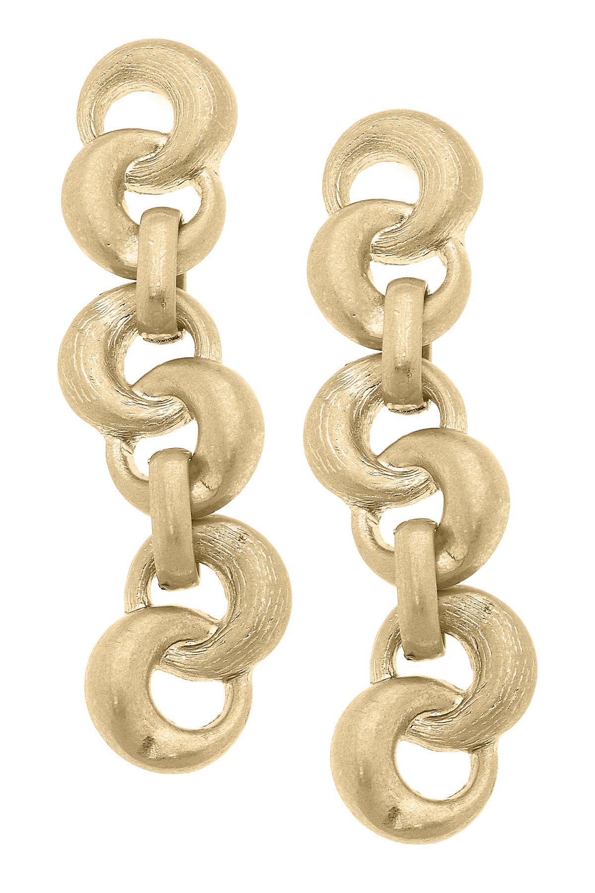 Jacqueline Linked Statement Earrings in Worn Gold