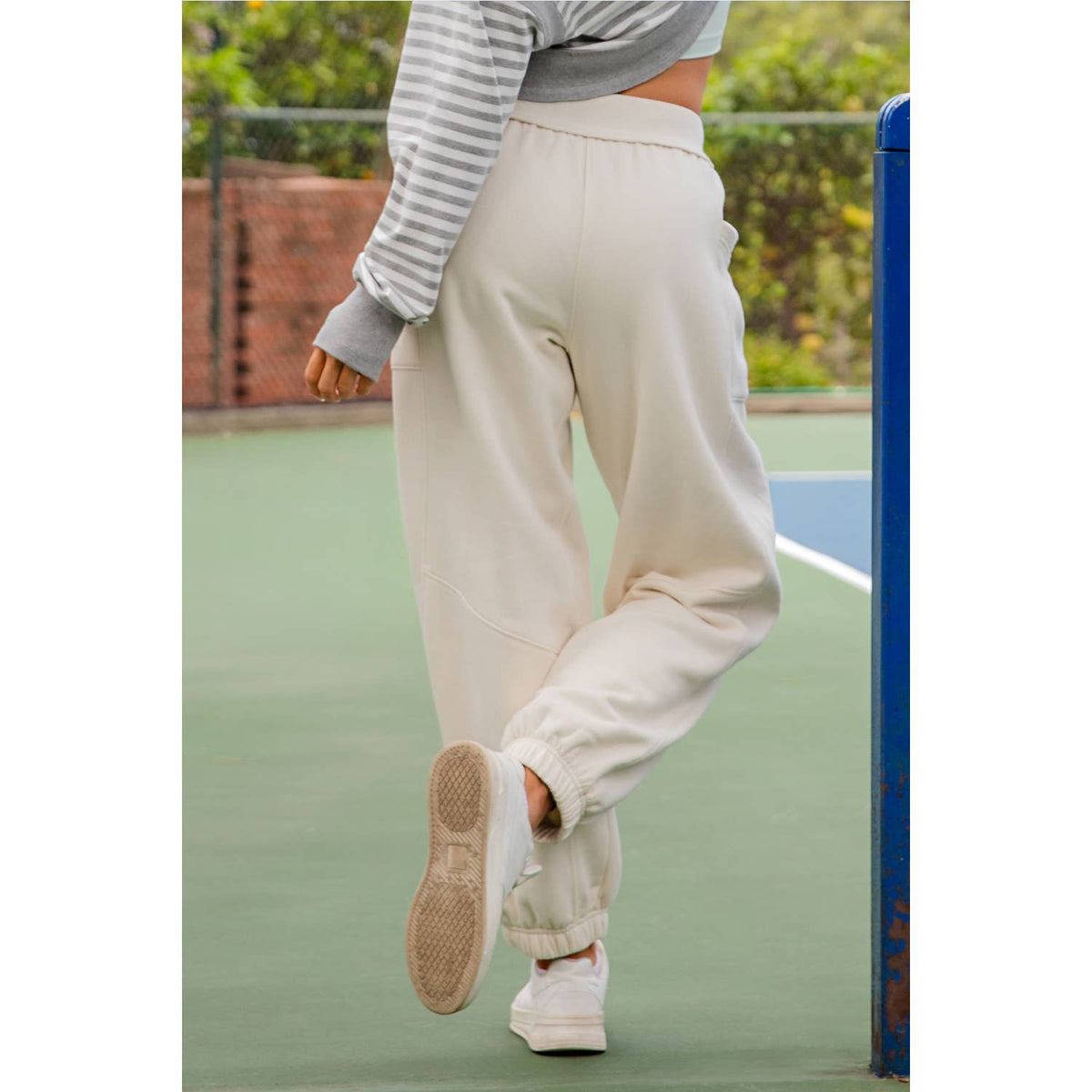 FLEECED TERRY FLOW JOGGER PANTS: Peach Pink / S-M-L(2-2-2)