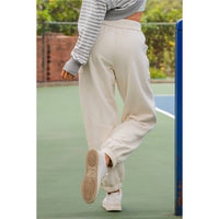 FLEECED TERRY FLOW JOGGER PANTS: Peach Pink / S-M-L(2-2-2)