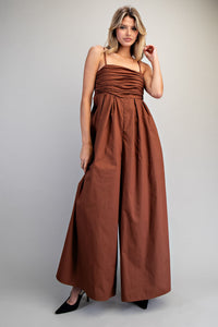 Charis Solid Ruched Sleeveless Jumpsuit