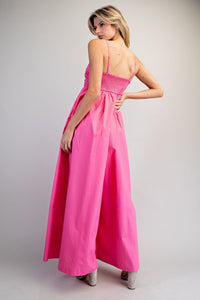 Charis Solid Ruched Sleeveless Jumpsuit