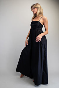 Charis Solid Ruched Sleeveless Jumpsuit