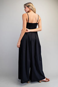 Charis Solid Ruched Sleeveless Jumpsuit