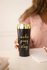 Wake Pray Slay Travel Mug: Black