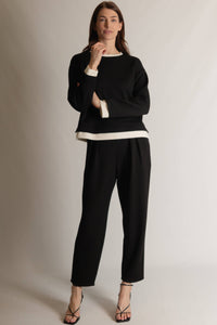 P. CILL Butter Modal Contrast Border Top: Black/Ivory / Small
