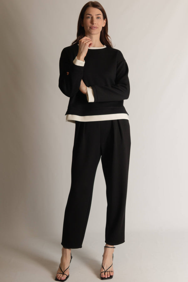 P. CILL Butter Modal Contrast Border Top: Black/Ivory