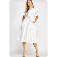 Francine Flutter Sleeve Poplin Midi Dress: Multiple colors