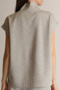 P. CILL Butter Modal Mock Neck Capped Sleeve Top: Black, Taupe  or Navy