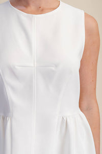 Peplum Top Round Neck Stitch Detail : Pink / M