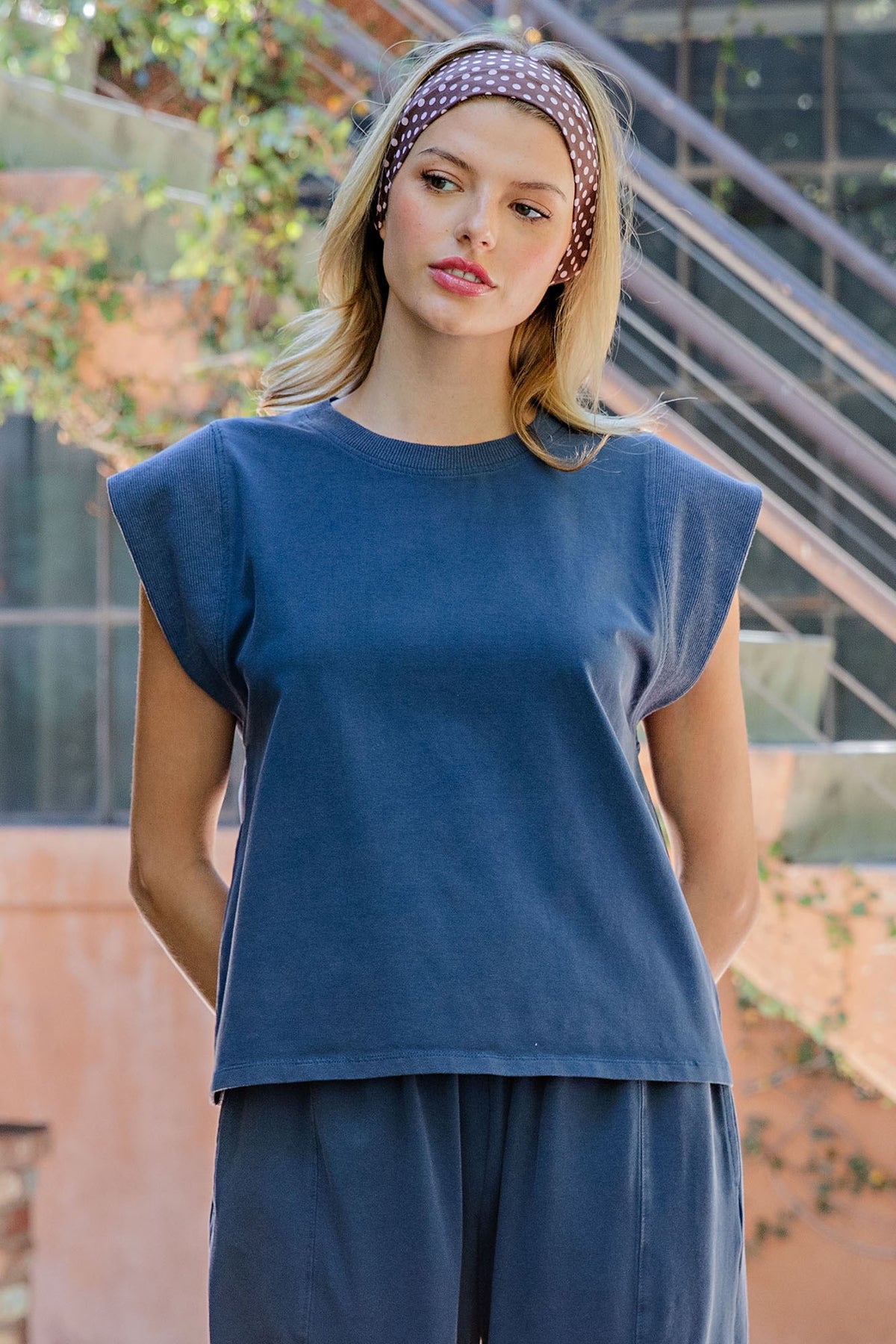Winona Ribbed Trim Cap Sleeve Top or Elastic Waist Joggers