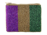 Purple, Gold, Green Beaded Colorblock Coin Purse &  Mardi Gras Purse