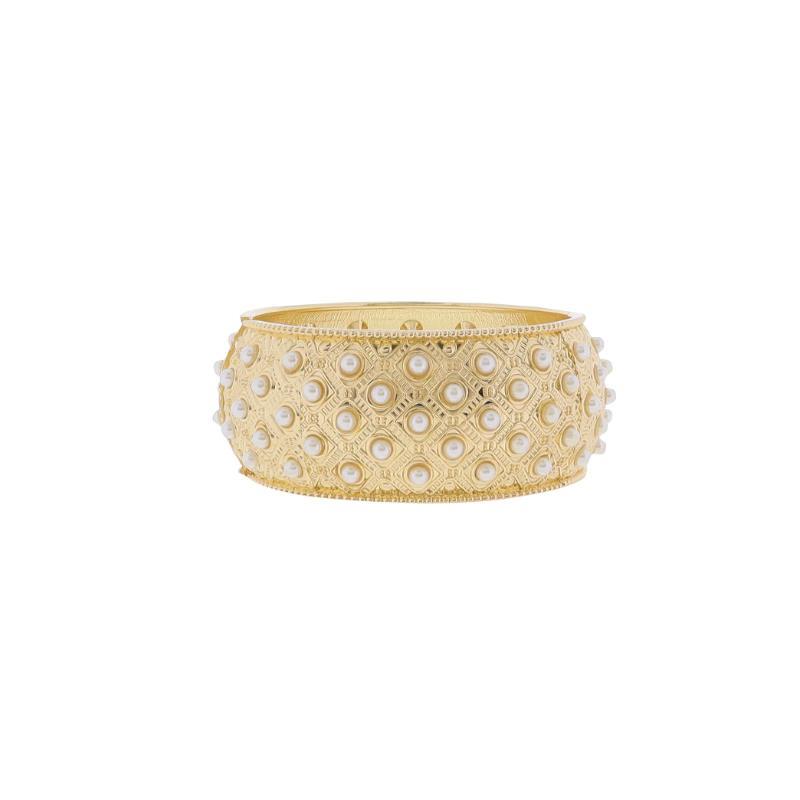 Gold Bangle Bracelet with Hinge Closure