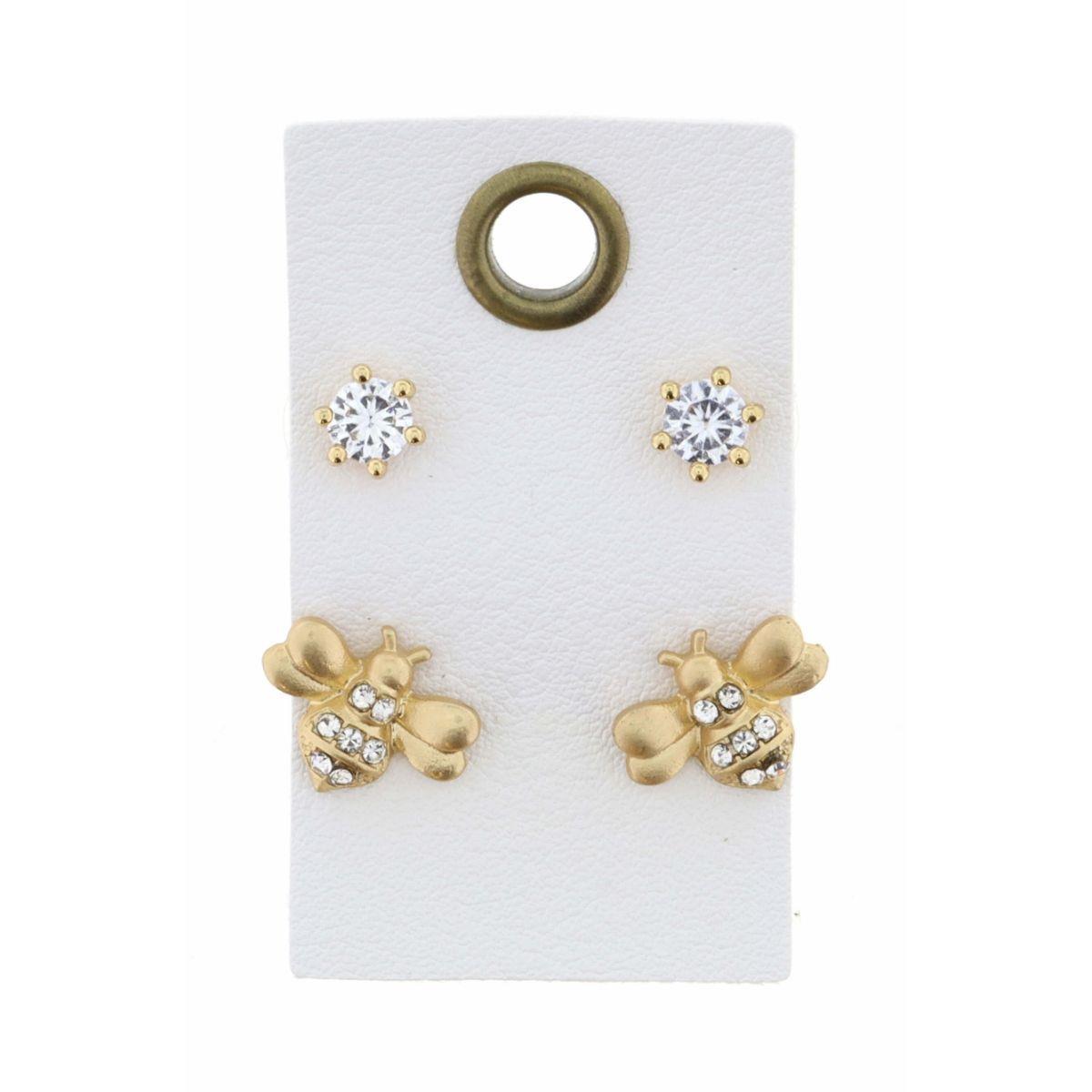 Kids Clear Crystal Stud Earrings 2 piece Set