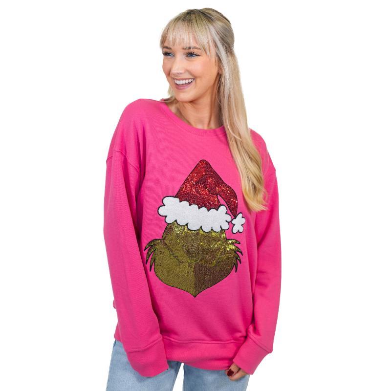 Grinch Who Stole Christmas? Hot Pink Crew Neck Sweatshirt