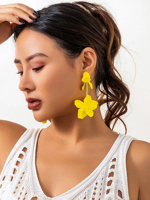 Flower Shape Drop Earrings Earrings Accessories: GOLD / One_size