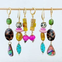 Beaded Dangle Earrings - Colorful Drops