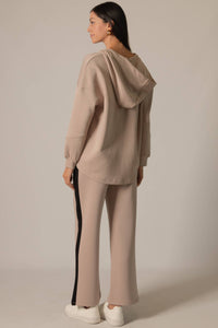 P. CILL Butter Modal Side Stripe Wide Leg Pants: Black / Small