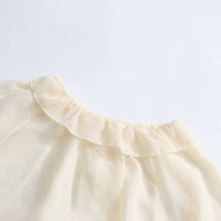 SY636 Layered Ruffle Chiffon Blouse Long Sleeve Chic: Off-White / English / M