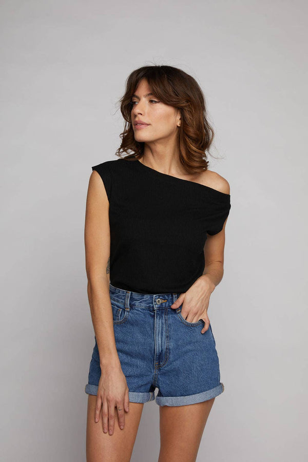 Kelsey Drop Shoulder Top (White or Black)