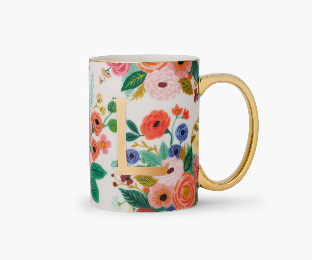 Garden Party Porcelain Monogram Initial Mug