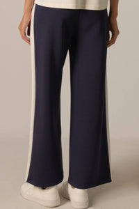 P. CILL Butter Modal Side Stripe Wide Leg Pants: Black / Small