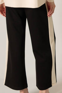 P. CILL Butter Modal Side Stripe Wide Leg Pants: Black / Small