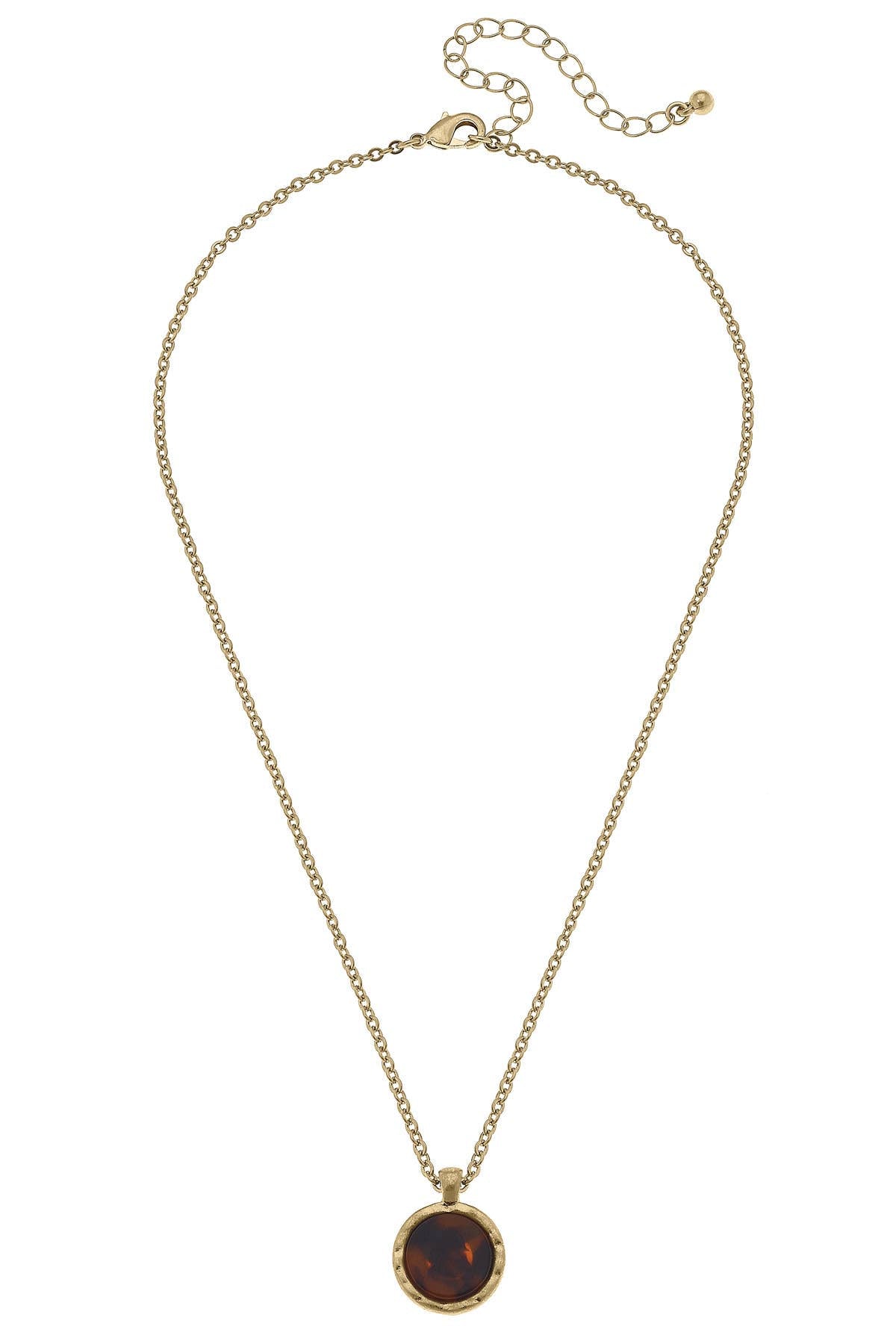 Bethany Disc Tortoise Necklace in Worn Gold
