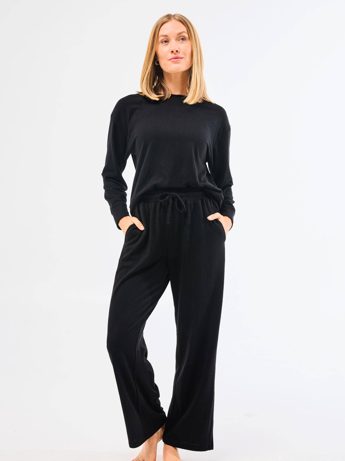 Sophie Straight Leg Pants Set | Black