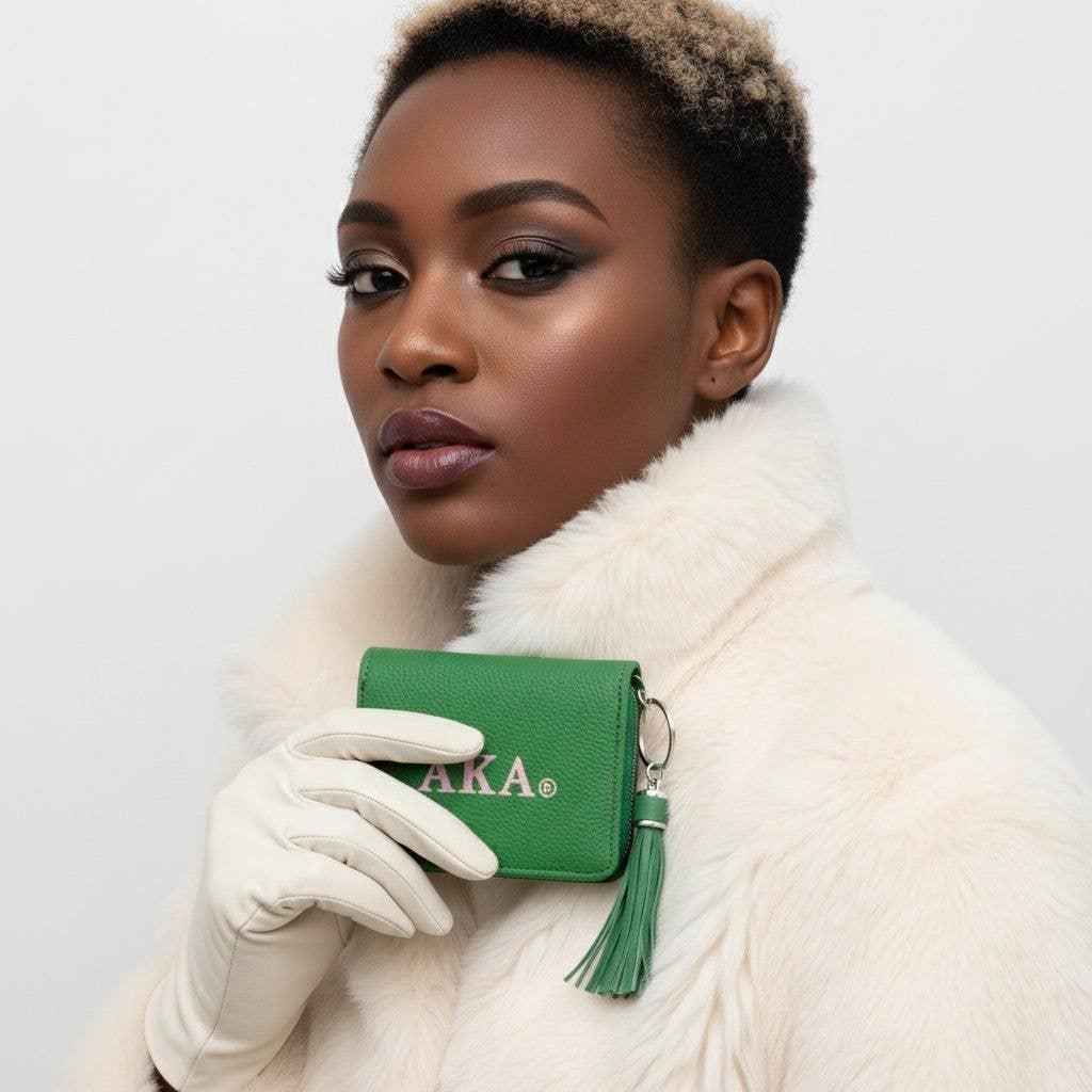 AKA Green Tassel Keychain Zipper Wallet Updated: Color: Green / Plating: - / Size: 4.55 x 1.5 x 3.75 inches