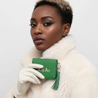 AKA Green Tassel Keychain Zipper Wallet Updated: Color: Green / Plating: - / Size: 4.55 x 1.5 x 3.75 inches