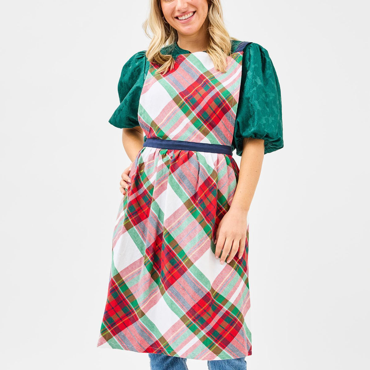 Mary Square  Apron Holiday Plaid or Mug