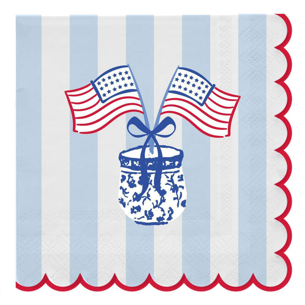 Mary Square Cocktail Napkins | American Flag or American Stripes