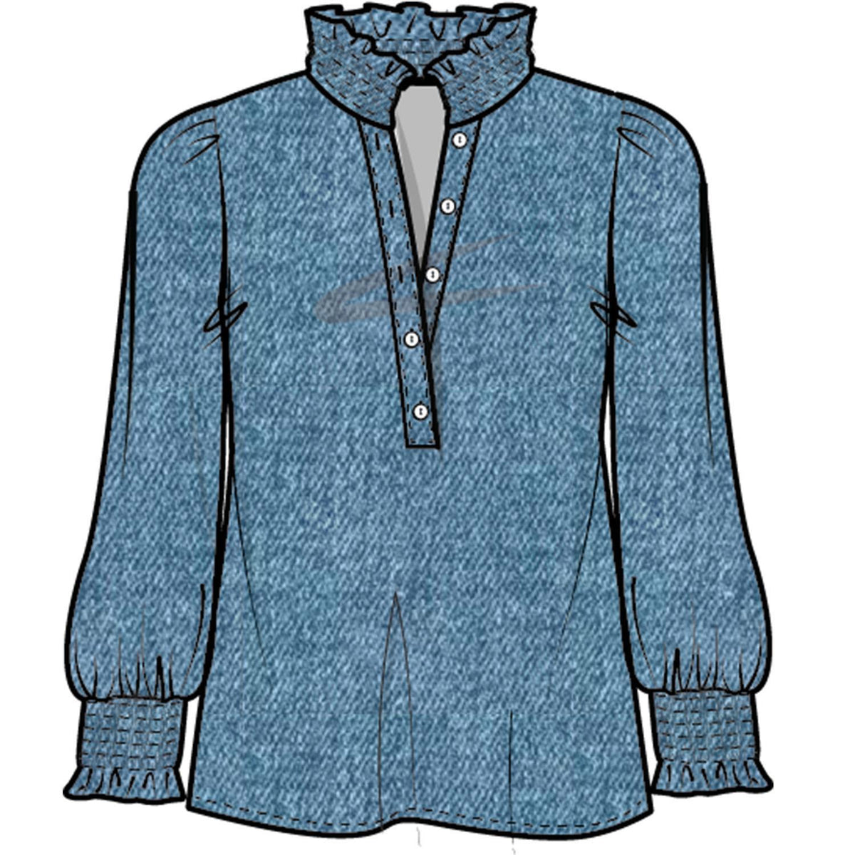 Mary Square Kimberly Chambray Top