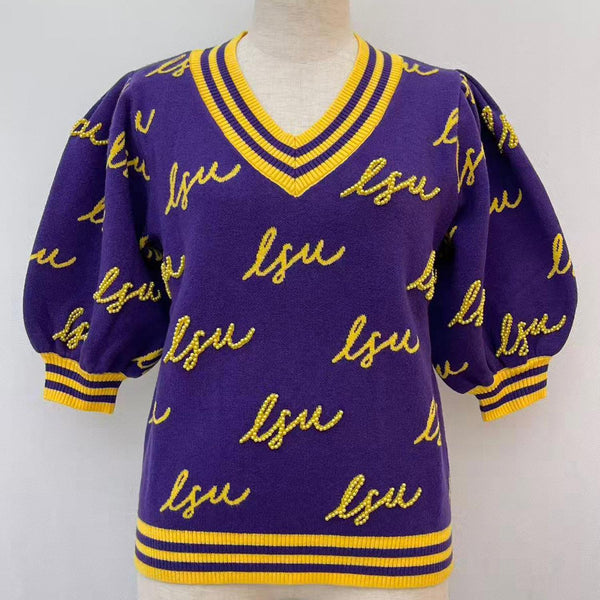 Mary Square Sweater Faith Alabama,  LSU  or AU Small Logos