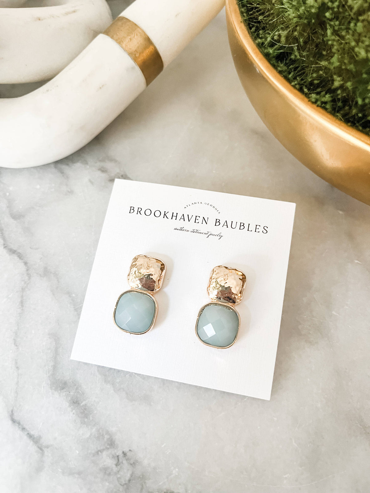 Hammered Gold and Aquamarine earrings