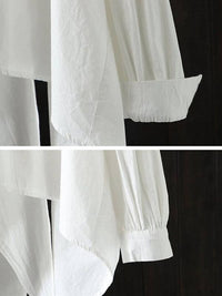 Urban Loose Black White Long Sleeves Irregular Blouse: BLACK / One_size