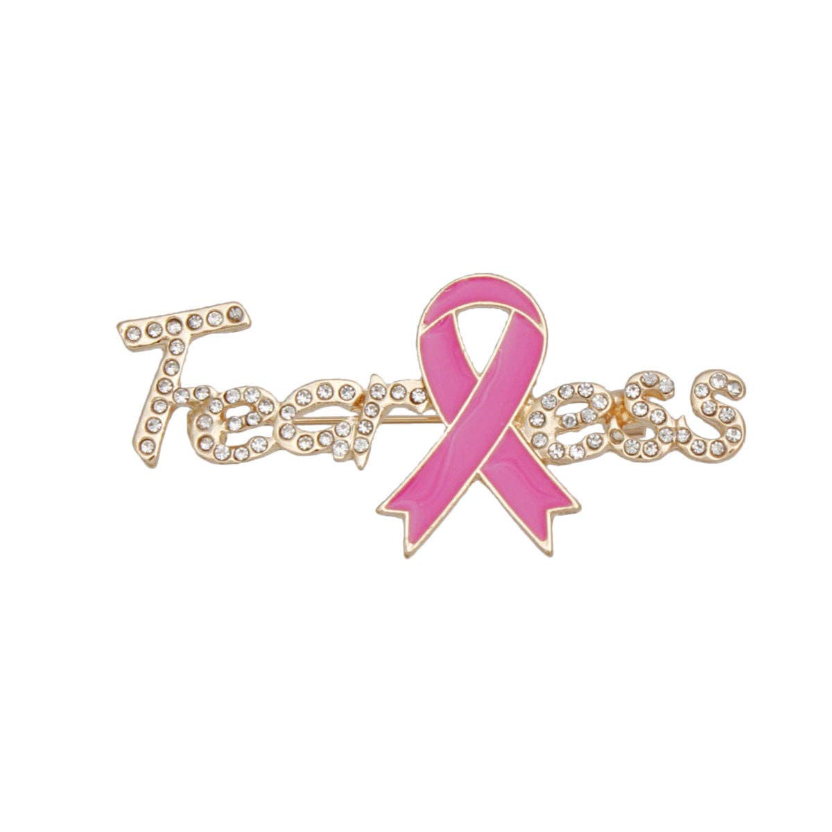 Breast Cancer Gold Fearless Pink Ribbon Brooch: Color