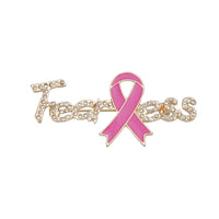 Breast Cancer Gold Fearless Pink Ribbon Brooch: Color