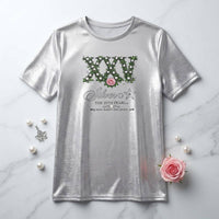 Small AKA Silver Soror 25th Pearl Metallic Tee: Silver / Multi Tone / Small