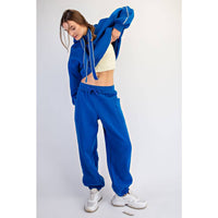 FLEECED TERRY FLOW JOGGER PANTS: Peach Pink / S-M-L(2-2-2)