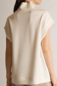 P. CILL Butter Modal Mock Neck Capped Sleeve Top: Black, Taupe  or Navy