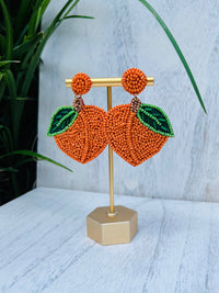 Peach Beaded Statement Earrings