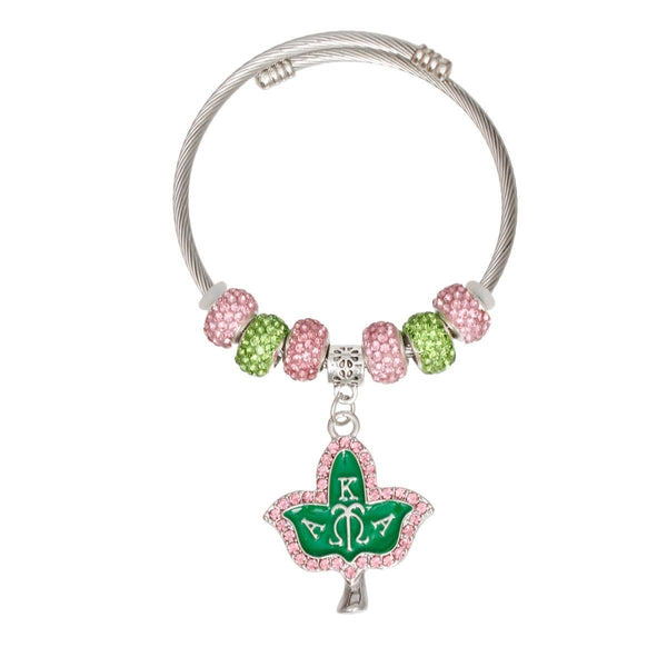 Alpha Kappa Alpha  Sorority Ivy Leaf Charm Cable Bangle Bracelete