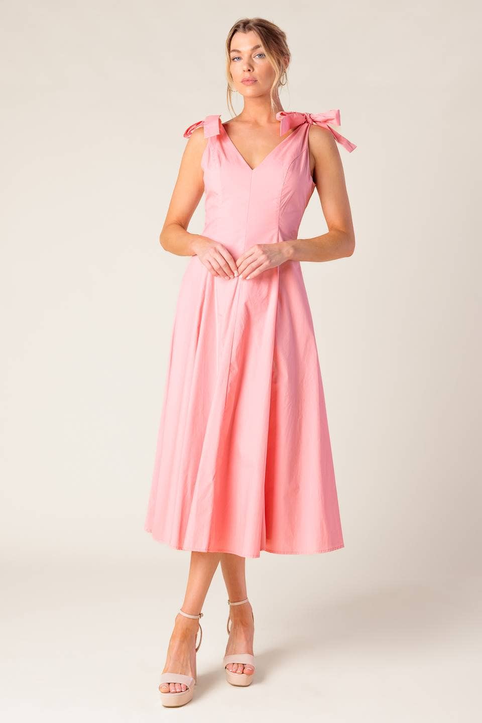 A solid woven midi dress - ID22465: PEACH / Contemporary / M