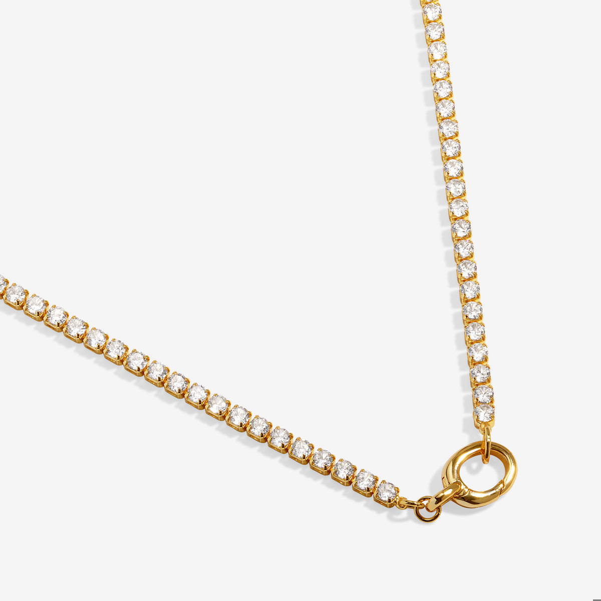 CHARM BAR | CZ TENNIS CHAIN | 1 Charm Clasp | Silver Plated mor Gold Plated| Necklace | 18 1/8"
