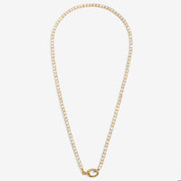 CHARM BAR | CZ TENNIS CHAIN | 1 Charm Clasp | Silver Plated mor Gold Plated| Necklace | 18 1/8"