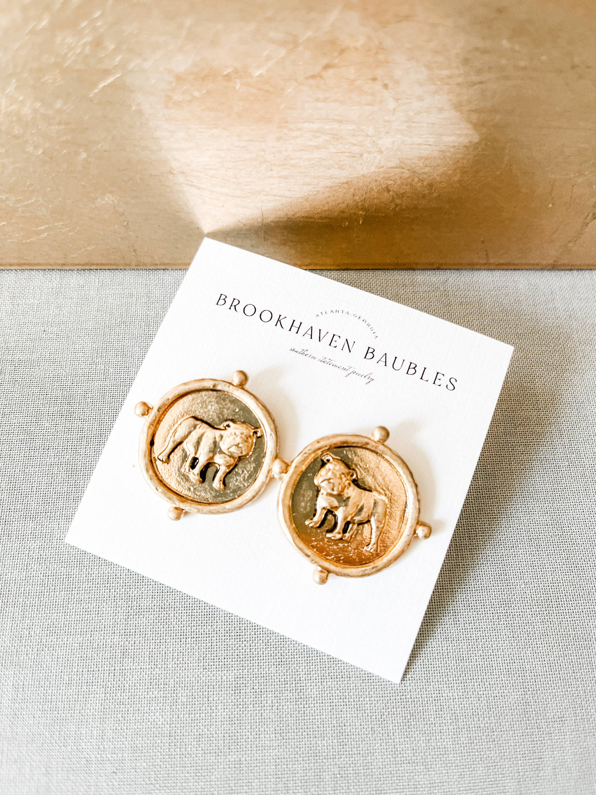 Georgia UGA Bulldog vintage gold signet coin Earrings 