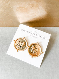 Georgia UGA Bulldog vintage gold signet coin Earrings 