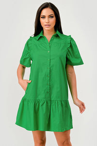 Cindy Short Sleeve Collared Button Down Dress